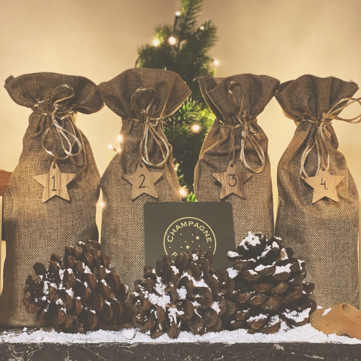adventskalender, jul, kogler, champagne, gran, juletræ, adventsgave, overraskelse